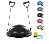 FMYBB70N Balance Ball Trainer con elásticos | Pelota (Ø 60 cm) para Fitness, Yoga, Pilates, Entrenamiento, Rehabilitación | en ABS y PVC antirrotura (Negro)