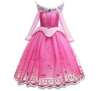 FMYFWY Niñas Vestidos de Aurora Disfraz de Carnaval Princesa Cumpleaños Traje de Halloween Navidad Ceremonia Aniversario Bautizo Fiesta de Cosplay Bella Durmiente Costume 4-5 años