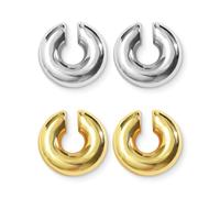 FMYODWU 2 Pares de Pendientes Brazalete de Oreja de la Mujer de oro sin agujero de acero inoxidable chapado en oro de gran cartílago Chunky, Regalo para Amigos