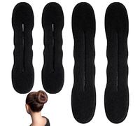 FMYODWU 4 Pieces Perfect Bun, Magic Bun, Magic Foam Sponge Bun, Hair Styling Accessory Tool, Hair Styling Accessories for Perfect Styling, 2 Large 2 Small, Black