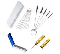 FMYODWU Dirt Jet Remover Set, Limpiador de Carburador, 13 Líneas de Limpieza, 10 Agujas de Limpieza, 5 Cepillos de Nylon, 1 Púa Puntiaguda, Para Limpieza de Motocicletas