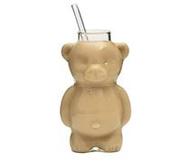 Fmzrbnih Bear Drinking Cup - 5.5x3.2x1.5in Clear Glass Mug, Multipurpose Cartoon Drinkware, Long Lasting Comfortable Grip Bottle | Multifunctional Hot Coffee Cold Tea Milk Juice Tumbler For Desk