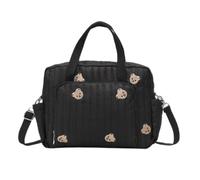 Fmzrbnih Beige and Black Bear Embroidered Diaper Bag Multi Pocket Tote