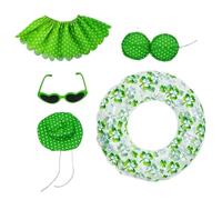 Fmzrbnih Conjunto De Verano Para Ganso De Porche | 5 Piezas Bañador Hawaiano Mono Flotador Sombrero Gafas De Sol,Conjunto veraniego para ganso con bikini | para porche jardín balcón patio trasero