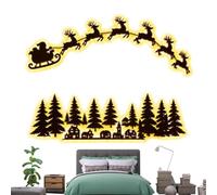 Fmzrbnih de Reno Luz Ambiental Divertida Rústica de Madera | Arte Mural Navideño Decoraciones De Reno Para Interior Hogar Salón Dormitorio Guardería Oficina Escuela Fiesta