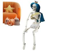 Fmzrbnih Decoraciones Esqueleto de Halloween, Esqueleto de Halloween - Esqueleto Espeluznante con Cabello Colorido,Huesos realistas del Cuerpo Humano, Objetos de Escena de la casa embrujada para la