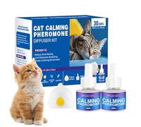Fmzrbnih Difusor calmante para Gatos - difusorDe feromonas tranquilizantes para conectar, difusorAntiestrés, Dispositivo De Relajación para Gato Fácil De Usar Durante 60 Días | Solución De De