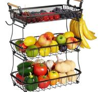 Fmzrbnih Frutero | Cesta de Almacenamiento de Frutas y Verduras de 3 Niveles | Expositor y Organizador de Alimentos con Alambre Metálico para Verduras Frutas en Hogar