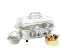 Fmzrbnih Hamster Cages | 2-Layer Detachable Transparent Carrier - with Tunnel and Silent Wheel 37x25x22cm Hamster Habitat - for Exercise, Bedding, Resting, Hiding, Sleeping Mouse, Pet Mice, Small