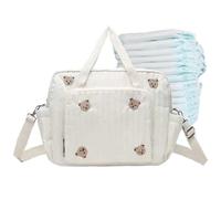 Fmzrbnih Maternity Travel Nappy Bag With Bear Embroidery And Zippers