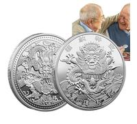 Fmzrbnih Moneda Dragón - Moneda conmemorativa de Colección Doble Cara de Año Nuevo Chino | Regalo de la Moneda del Dragón del Zodiaco Chino para colegas, Amigos y familias, plata, Se référer au