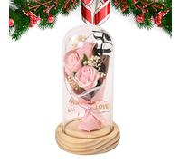 Fmzrbnih Rosa En Cúpula De - Rosa Preservada Rosa De Seda Roja Regalos para Mujeres | La Y La Se Ilumina, Idea De Cumpleaños, Decoración Romántica del Hogar para Regalo De Madres, Día De S