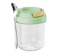 Fmzrbnih - Tarros de copos de avena para la noche | Tarro de avena reutilizable de 400 ml con cuchara - Tazas de yogur y cereales con - Para pudín de cereales perfecto