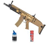 FN Scar-L AEG ABS Tan| Arma Larga de Airsoft eléctrica Calibre 6mm + Aceite + biberón de Bolas
