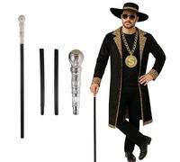 FNA FASHIONS® Bastón de proxeneta Silver Top - Palo de chulo de 85 cm de largo, accesorio de disfraz para cosplay, Halloween y mucho más