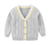 Fnaobai Suéter de Manga Larga con Cuello en V y algodón para niños pequeños, Chamarra de Punto con Botones, Ropa Exterior para otoño e Invierno, Gris, 6-12 Meses