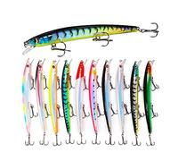 FNAPE Juego de 10 señuelos de Pesca, 13 cm, 15 g, Cebo Artificial, Cebo para Peces Depredadores, Cebo de Superficie, Cebo Giratorio, Cebo Flotante, Agua Dulce, perca, Trucha, Lucio, lucioperca