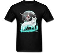 FNASVBOUO Nightly Spirits Tshirt Princess Mononoke T-Shirt Men Wolf Clothing Anime Tops Fitness Cotton T Shirt Black Tees No Fade Black XS