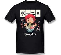 FNASVBOUO Ponyo Goldfish Ramen Men's Basic Short Sleeve T-Shirt Black