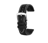 FNBDDX 20 22 24 mm Correa de reloj Fit for Omega for Casio for Tissot for Breitling for Seiko PU + Pulsera goma negra naranja azul(Black white silver,20mm)