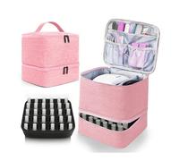 FNBDDX Bolsa de almacenamiento esmalte uñas, bolsa aceite esencial, Kit cuidado cosmético portátil, caja herramientas for, 30 compartimentos(Light green)