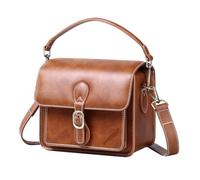 FNBDDX Bolso de Hombro for cámara for Compacto Impermeable Compatible con Retro Ajuste for Canon for Nikon for Sony SLR DSLR Lente sin Espejo Marrón(S Brown 1.0 PU)