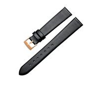 FNBDDX Correa de cuero suave for la serie 0606877 0604231 0606610 for hombres y mujeres 14/16/18/20/21/22 mm(Black rose gold-B,14mm)