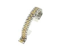 FNBDDX Correa de reloj acero inoxidable 14MM, 16MM, 18MM, 19MM y 20MM apta for TISSOT 1853 T41 T17, pulsera plateada, dorada, rosa(07-Steel golden,18mm)