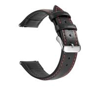 FNBDDX Correa De Reloj Cuero, Correas Liberación Rápida 18 Mm/20 Mm/22 Mm, Aptas For Samsung Fit For Galaxy Watch, For Garmin For Huawei(Black Red Silver)