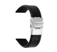 FNBDDX Correa de reloj silicona suave 20mm, 22mm y 24mm, pulsera goma deportiva con patrón neumático negro, hebilla plegable Metal resistente al agua, correa Universal(Black-steel,22mm)