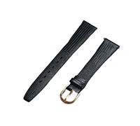 FNBDDX Correa de reloj vintage 12 mm, 14, 16, 18, 19, 20 y 21, banda fina suave en relieve((Black) gold buckle,16mm)
