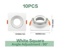 FNBDDX Kit de 10 focos techo ajustables, blanco, negro, cuadrado, redondo, GU10, GU5.3, portalámparas cerámico(Square white)