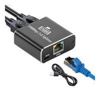 FNBR Switch Ethernet 1000 Mbps Switch Gigabit 2 Ports Duplicador ethernet RJ45 Splitter 1 to 2 Network Internet Splitter para enrutador, computadora, conmutador, decodificador, cámara PoE, etc.