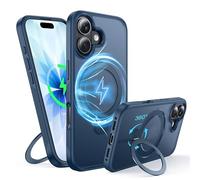 FNDMIL Anillo magnético giratorio de 360° para iPhone 17, funda compatible con MagSafe [borde de textura antideslizante] [soporte integrado] [militar a prueba de golpes] parachoques de silicona suave