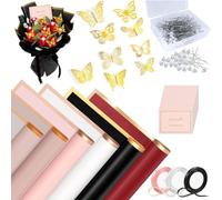 Fnfhsa 60 Hojas de Papel de Regalo de Flores, Papel de Regalo de Ramo de Flores Impermeable para el Día de la Madre, Boda, Baby Shower, Graduación