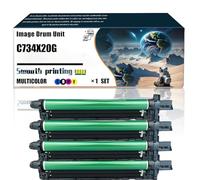 FNFTOEZGY Unidad de Tambor de Imagen C734X20G Compatible con impresoras X748DE X748DTE XS734de XS736de XS748de, Piezas de Repuesto Que contienen Chip e impresión transparente/132(4-Pack BK/C/M/Y)