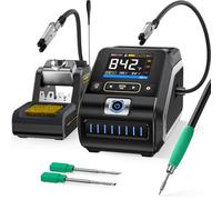FNIRSI DWS-200 - Kit de estación de soldadura digital de precisión de 200 W 210 con 3 puntas de soldador F210 y 2 manos de ayuda, valor de temperatura y modo curvo, almacenamiento de 3 temperaturas,