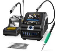 FNIRSI DWS-200 - Kit de estación de soldadura digital de precisión de 200 W 245 con 6 puntas de soldador F245 y 2 manos de ayuda, valor de temperatura y modo curvo, almacenamiento de 3 temperaturas,