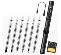FNIRSI HS-01 - Soldador eléctrico inteligente PD de 65 W, temperatura constante ajustable, calor rápido, kit de estación de soldador portátil (negro HS01 Seis)