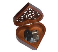 FnLy Antique Engraved Wooden Wind-Up Musical Box Over The Rainbow Musical Box with Silver-Plating Movement in Heart-Shaped