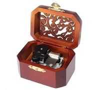 FnLy - Caja musical de madera con grabado antiguo, caja musical de Love Story, con movimiento chapado en plata, octogonal