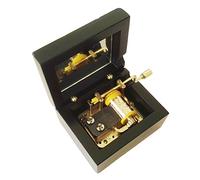 FnLy Caja musical de madera con manivela de 18 notas con movimiento chapado en oro, caja de regalo de música negra, caja de música Love Story