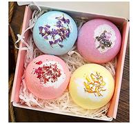 FnnEmg Bolas De Baño 4 unids 100 g de baño Bomba Bomba explosión bañera Burbuja mar baño baño con Flores secas Sal de mar Profundo Kit Bolas De Baño