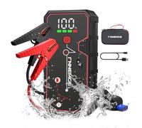 FNNEMGE Arrancador de Coches, 5000A 23800mAh Arrancador Batería Coche (para Todo vehículo de Gasolina o 8,0L de Diesel),Booster Bateria, con Puerto de Salida USB, Luz LED, Pantalla Grande HD.
