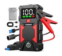 FNNEMGE Arrancador de Coches,5000A Peak 24800mAh 12V Super Safe Jump Starter (para Todo vehículo de Gasolina o 8,0L de Diesel),con Puerto de Salida USB, Luz LED, Pantalla Grande HD.Adaptador EC-5.