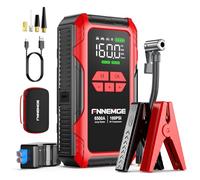 FNNEMGE Arrancador de Coches 6500A 26800mAh con 160PSI Compresor de Aire, Arrancador Batería Coche (para Todos los vehículos de Gasolina o de 10,0L de diésel), con Salida USB, 2 Luz LED, Pantalla HD.