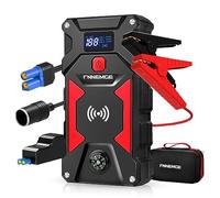 FNNEMGE Arrancador de Coches,9000A Peak 26800mAh 12V Super Safe Jump Starter (para Todo vehículo de Gasolina o 10,0L de Diesel), con Carga rápida USB 3.0, Luz LED, Adaptador de Salida EC-5.