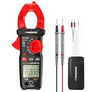 FNNEMGE Pinza Amperimétrica Digital DC/AC: 0-600A, Multímetro Valor Eficaz Real 6000 Cuentas, Medición NCV Corriente Alterna/Corriente Continua, Voltaje, Resistencia, Capacitancia, Temperatura
