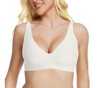 Fnumiszx Sujetadores de gelatina sin aros para mujer, con escote en V profundo, sin costuras, con estampado de leopardo, sin aros, cobertura completa, brasier de gelatina, sin varillas, cómodo