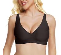 Fnumiszx Sujetadores de gelatina sin aros para mujer, con escote en V profundo, sin costuras, con estampado de leopardo, sin aros, cobertura completa, brasier de gelatina, sin varillas, cómodo